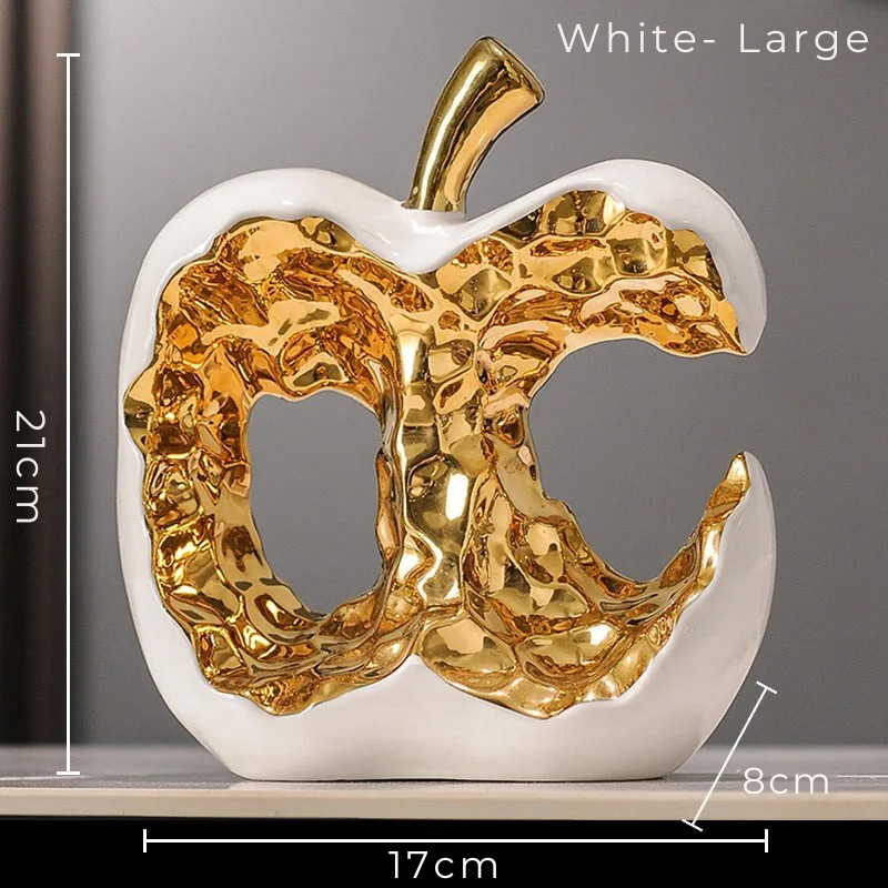 Golden Painted Ceramic Apple Sculpture