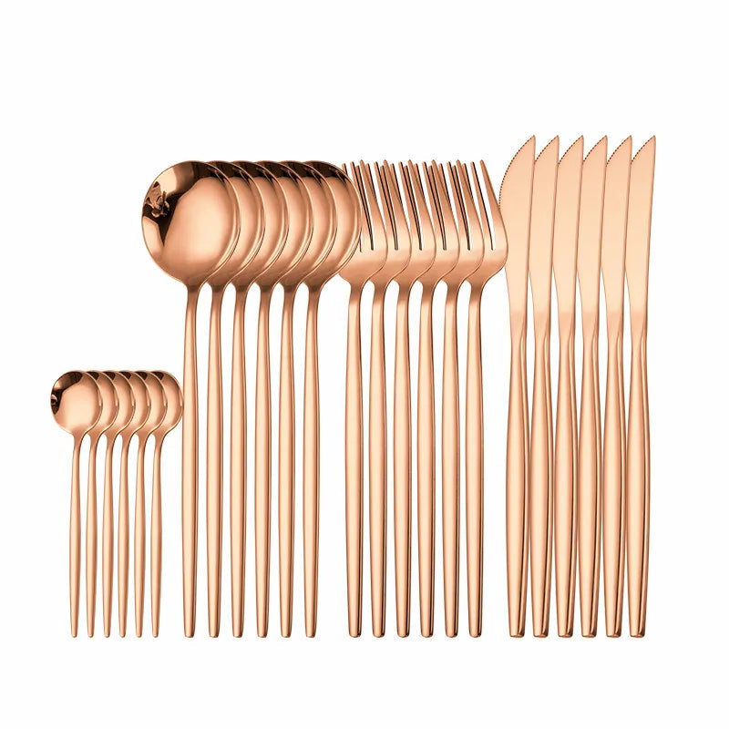24pcs Rose Gold Cutlery Set