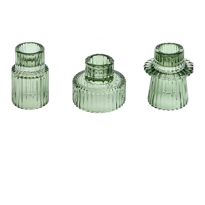 3pcs Glass Candlestick Holders