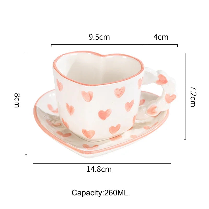 Heart Shape Coffee cup with Saucer