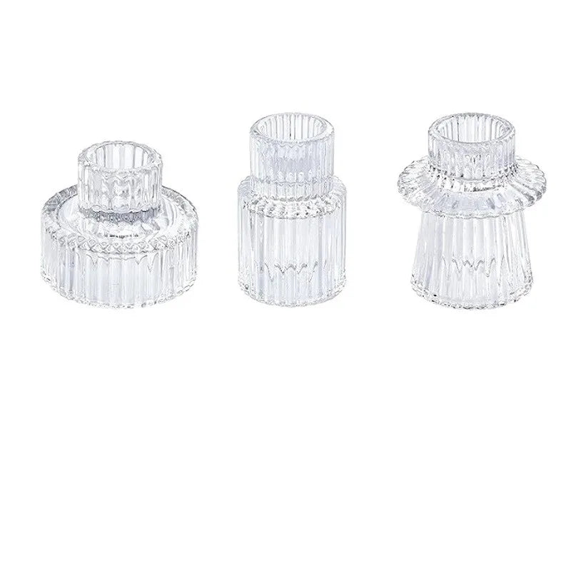 3pcs Glass Candlestick Holders