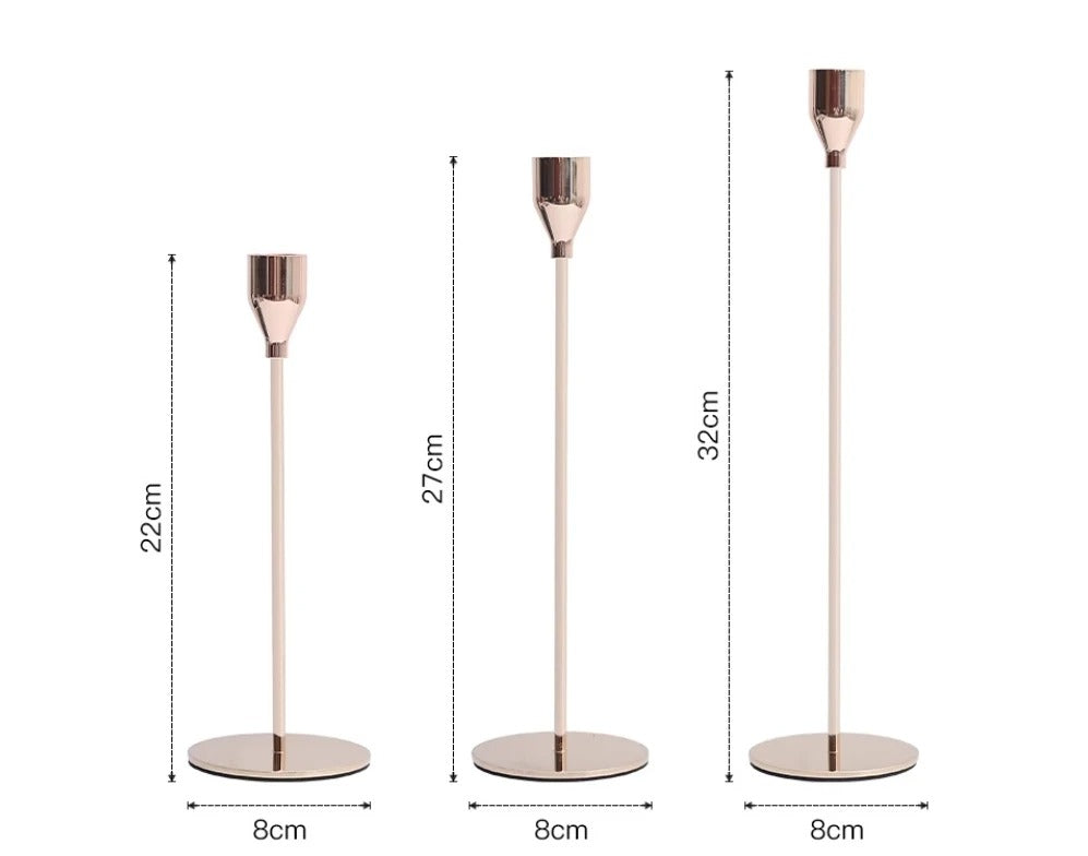 3pc Gold Candle Holders