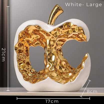 Golden Painted Ceramic Apple Sculpture
