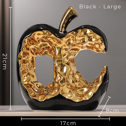 Golden Painted Ceramic Apple Sculpture