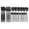 24pcs Black Cutlery Set
