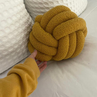 Hand-Woven Knotted Ball Pillow