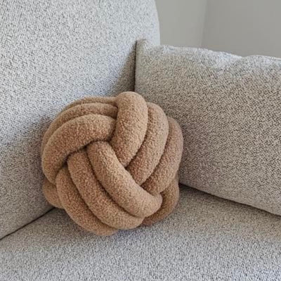 Hand-Woven Knotted Ball Pillow