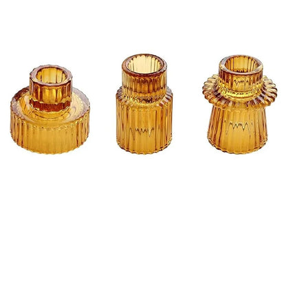 3pcs Glass Candlestick Holders