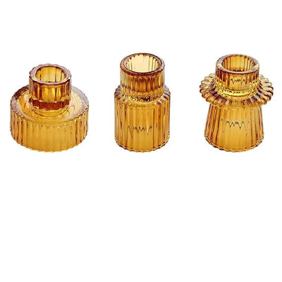 3pcs Glass Candlestick Holders