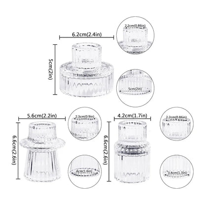 3pcs Glass Candlestick Holders