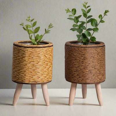 Small Cylinder Rattan Flower Pot