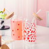 4pcs Heart Printed Glass Tumblers
