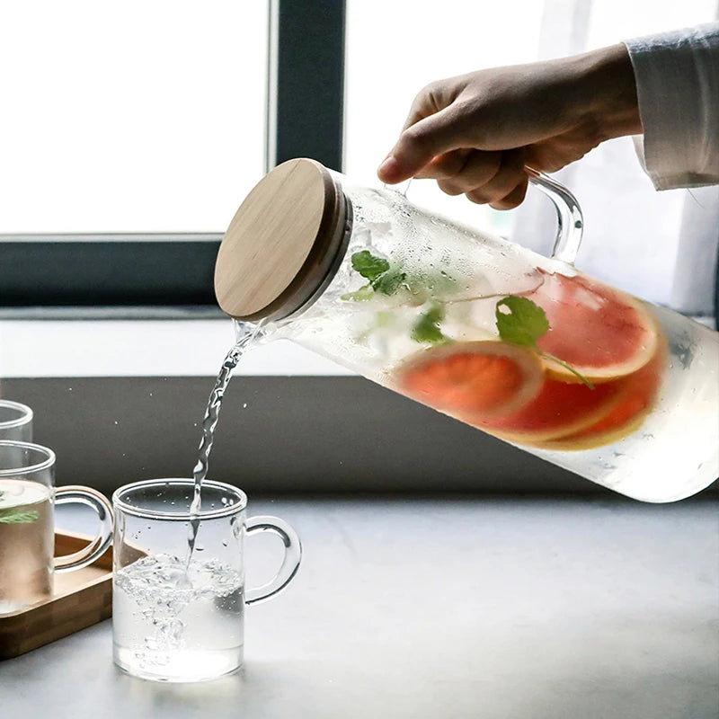 Glass Water Jug With Bamboo Lid