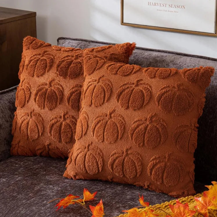 2pcs Plush Pumpkin Cushion Covers