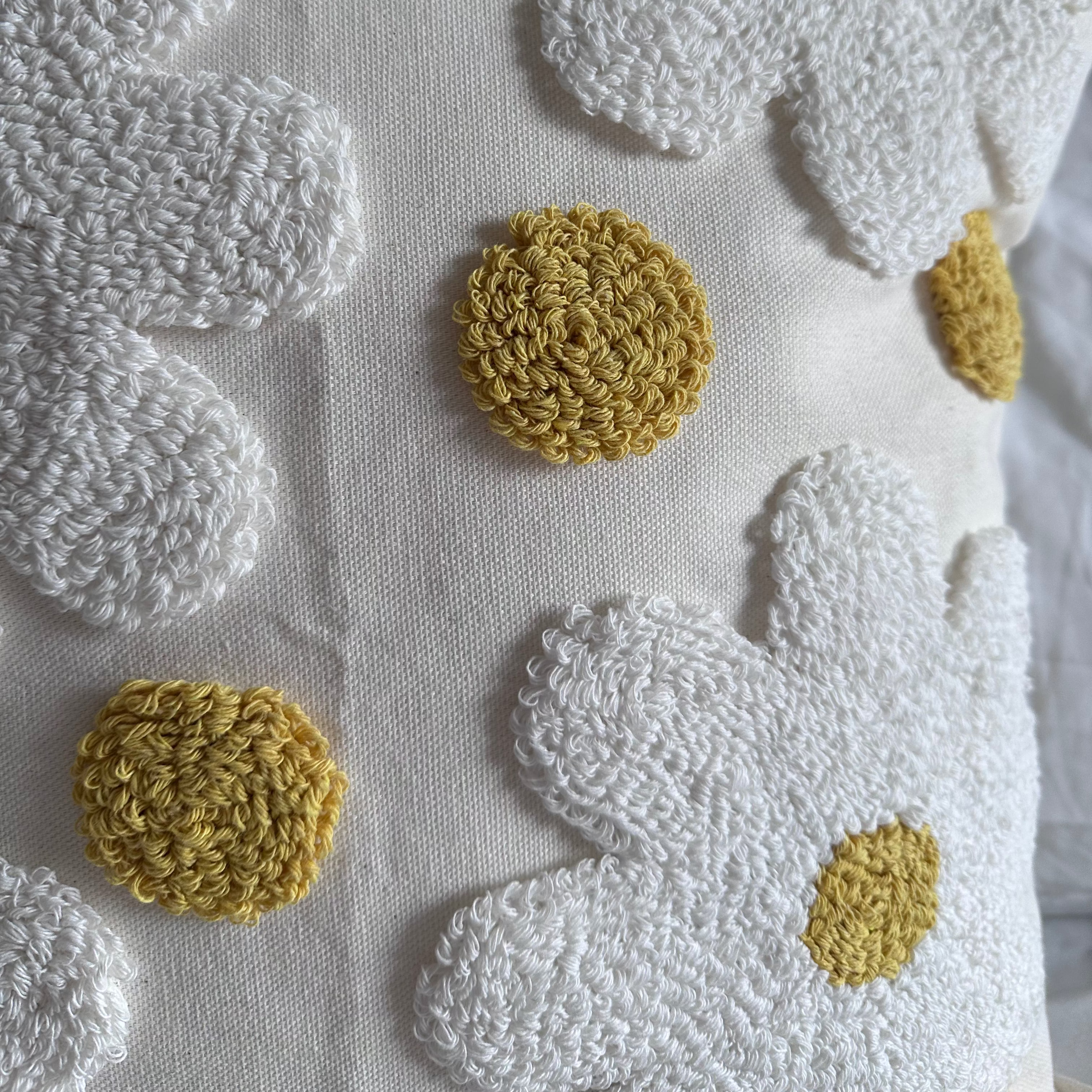 Close up shot of daisy cushion cover