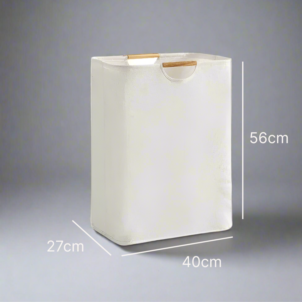 White rectangular trash bin with dimensions labeled on a gray background